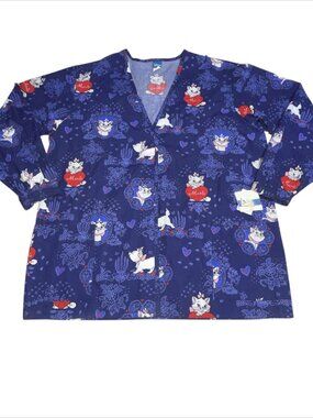 Disney Aristocats Marie Cat Scrub Top Jacket Women’s Medium Blue Barco New Tags